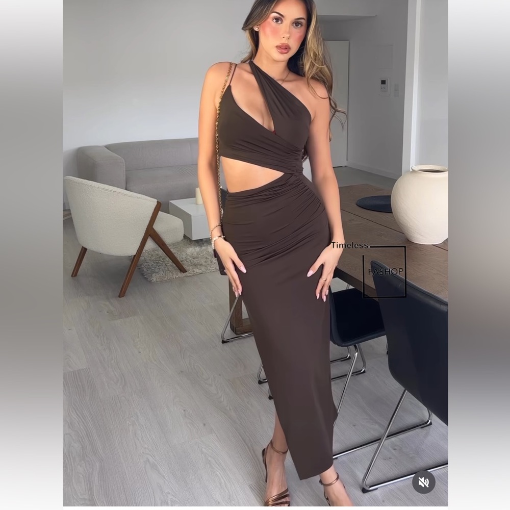 ZARA CUT OUT RUCHED DRESS